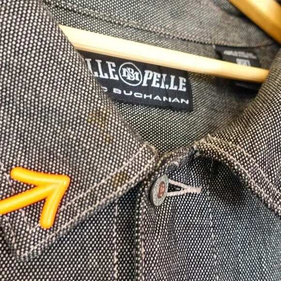 Vintage Pelle Pelle Denim Jacket 6XL Black Retro Trucker Baggy‎ MARC BUCHANAN